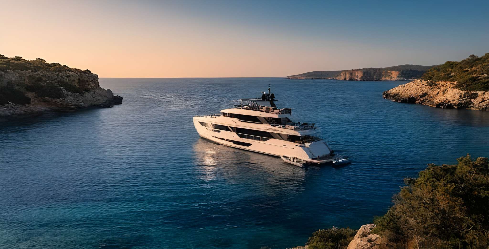 Luxury yacht sailing in open ocean